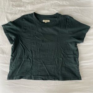 Madewell Softfade Cotton Lakeshore Green Crop Tee, size xxs